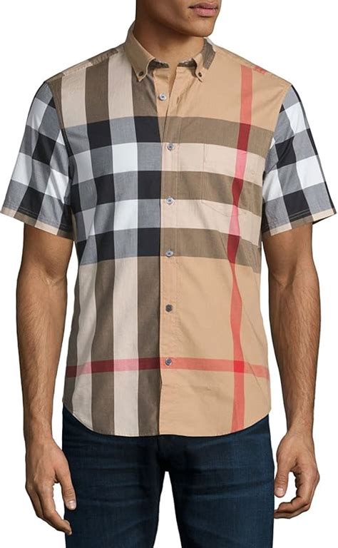 short sleeve burberry mens shirt|burberry men's button up shirt.